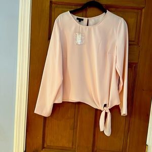 Never worn pink side tie petite large blouse